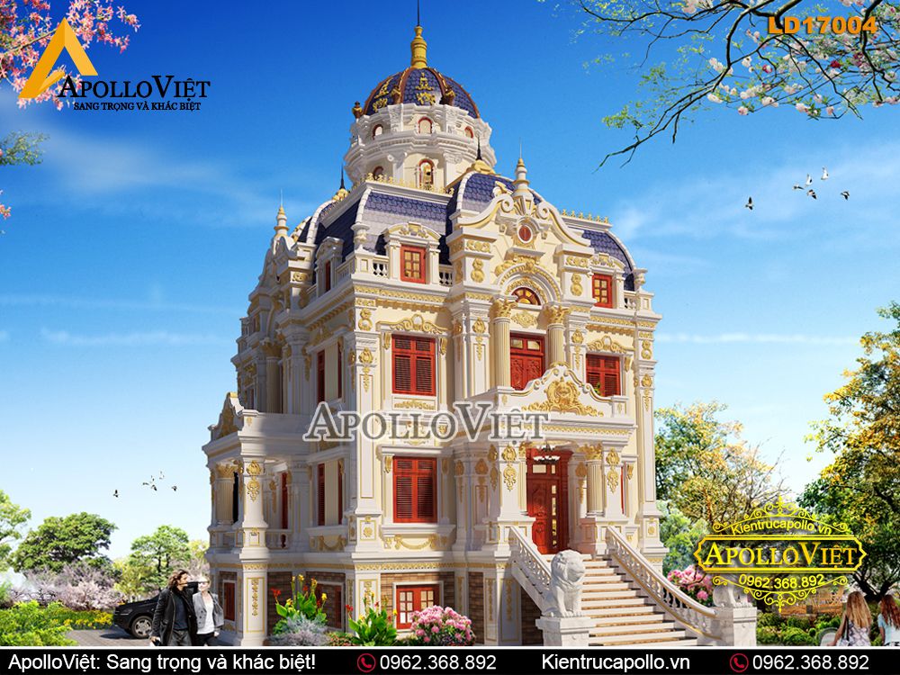 Mẫu lâu đài 3 tầng 1 tum tân cổ điển lộng lẫy, đẳng cấp (LD17004)